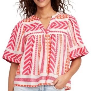 Old  Navy  Pink and Orange Boho Women's Top Size L